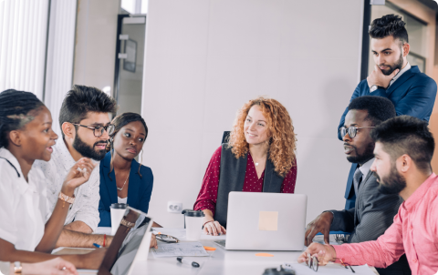 Multiracial team of young diverse employees 